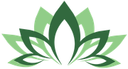A green lotus flower with leaves on a white background.