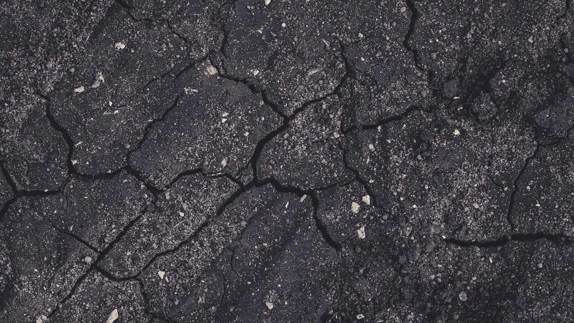 A close up of a cracked asphalt road.