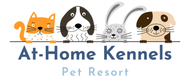 Logo with a cat, dog, bunny, and dog above 