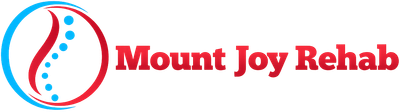 Mount Joy Rehab logo with red text and a blue-red circular emblem