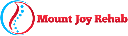 Mount Joy Rehab logo with red and blue circular icon and red text on white background