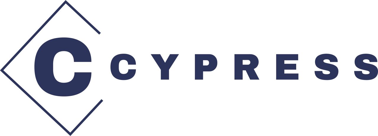 A logo for a company called cypress is shown on a white background.