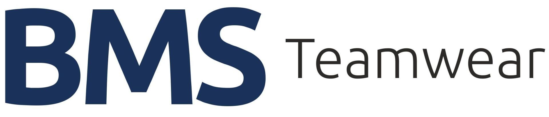 BMS Teamwear logo in dark blue and gray text on a white background