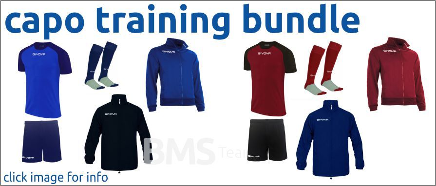 Capo training bundle with shirts, shorts, socks and tracksuits in blue, red and black