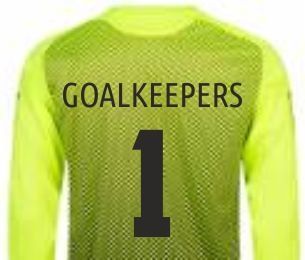 Lime green goalkeeper jersey with the word