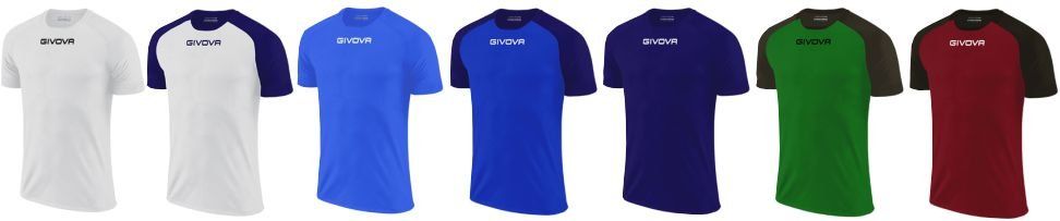Assorted short-sleeve T-shirts in white, gray, blue, purple, green, and red on a white background