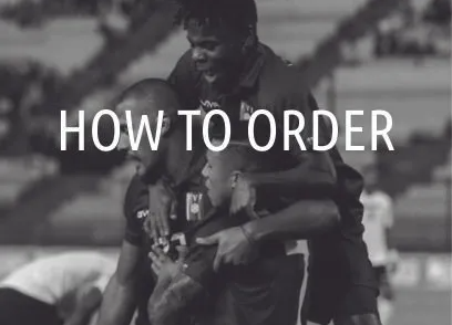 Soccer players embracing on the field with “HOW TO ORDER” text overlaid