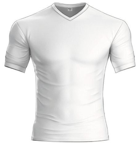White V-neck T-shirt with short sleeves, shown front view on a plain background