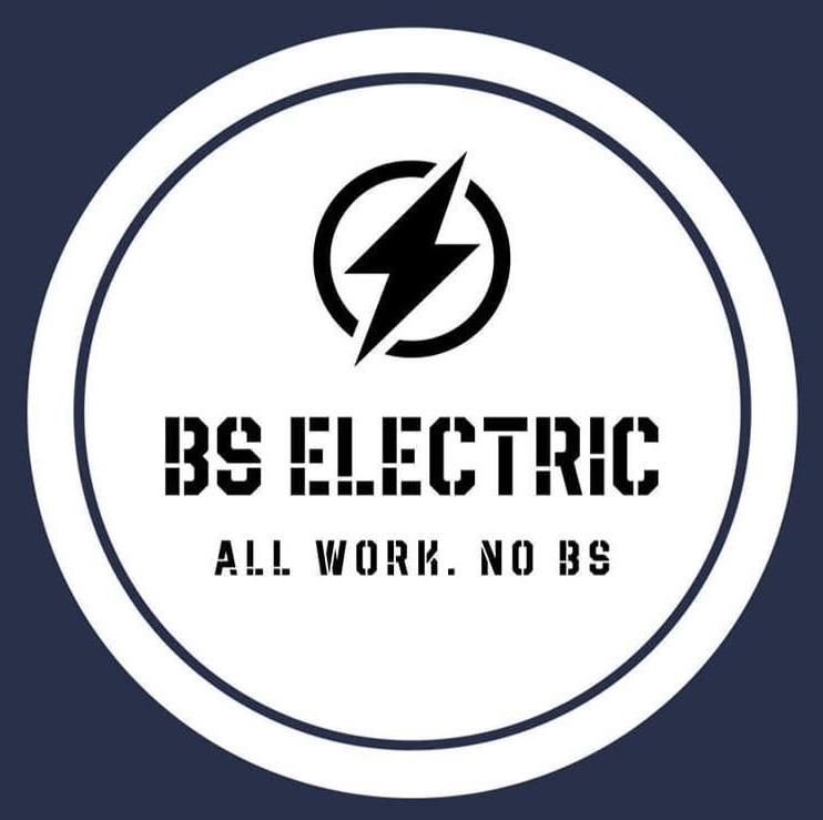 B.S. Electric logo with blue circle, orange lightning bolt, and black/orange text