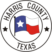 The logo for Harris county Texas has a Texas flag in the center.