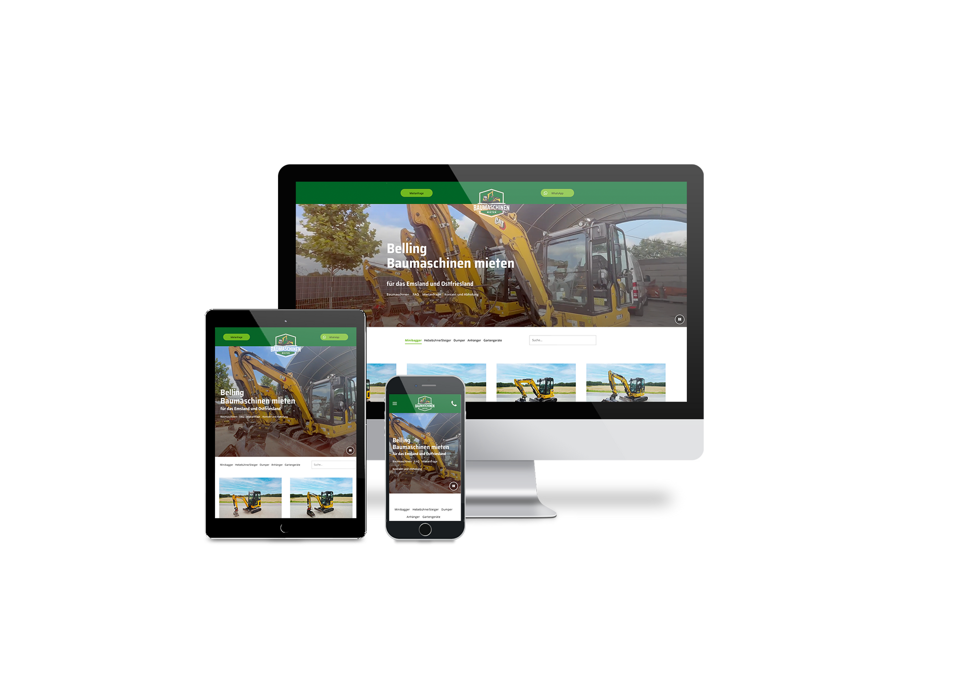 Responsive Website, die auf Desktop-, Tablet- und Smartphone-Bildschirmen angezeigt wird