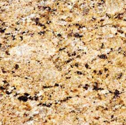 Close-up of beige and brown speckled granite countertop texture