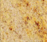 Close-up of a yellow and tan speckled stone or textured surface