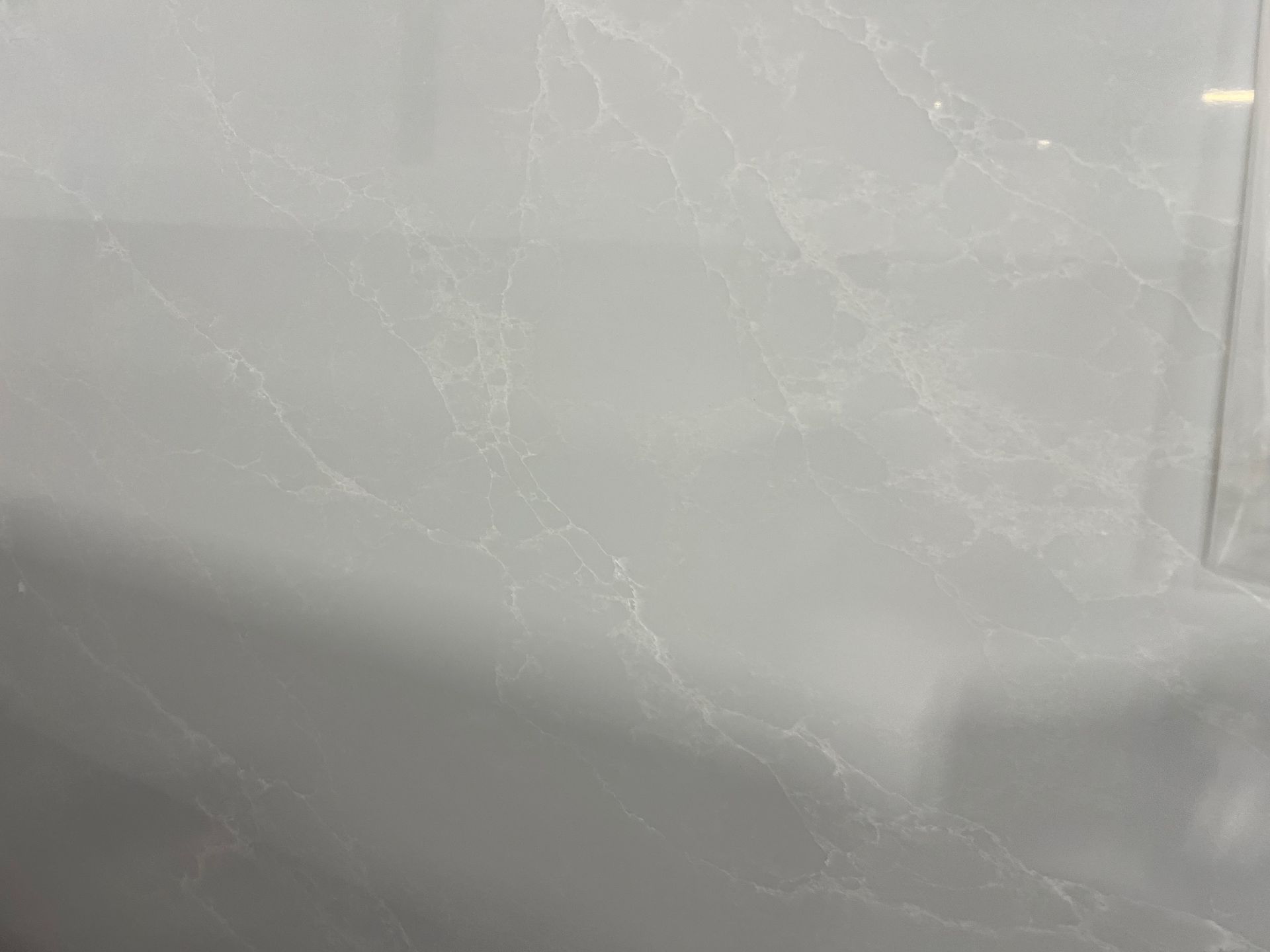 Gray marble wall or tile surface with subtle white veining and a faint reflection on the right.