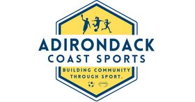 Adirondack Coast Sports logo in blue and gold with “Building Community Through Sport” tagline