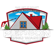 Pierson Pro Wash logo with house, red roof, blue sky, and firefighter-owned banner