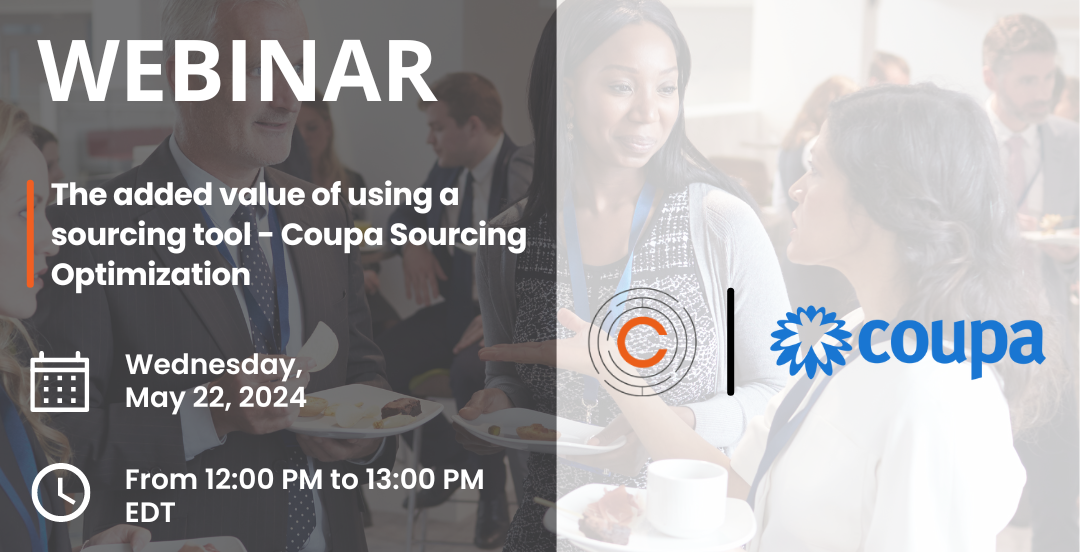 Webinaire sur l'optimisation de l'approvisionnement avec Coupa. Événement le 22 mai 2024, de 12 h à 13 h (heure avancée de l'Est).