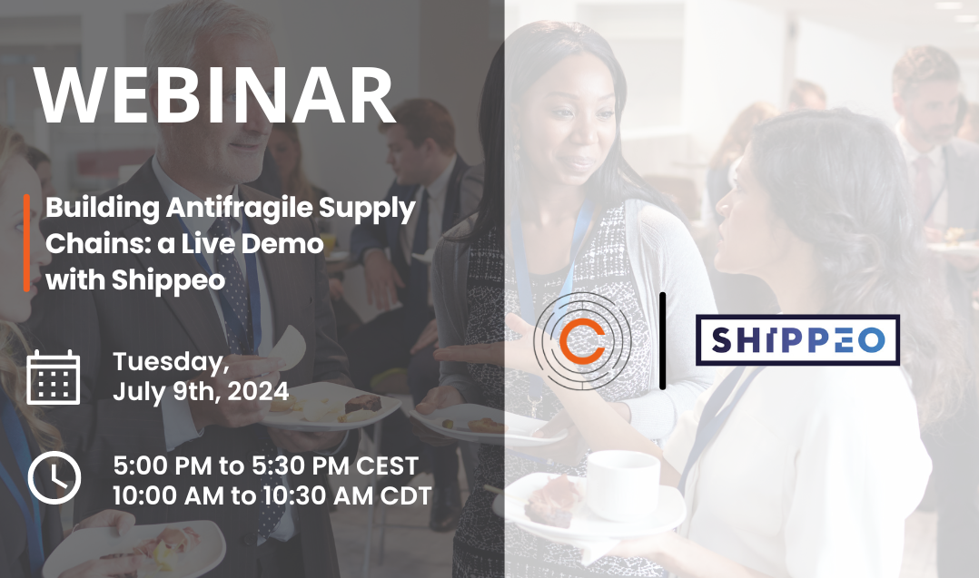 Annonce de webinaire : Démonstration en direct par Shippeo sur la construction de chaînes d’approvisionnement antifragiles, le 9 juillet 2024 à 17 h 00 CEST.
