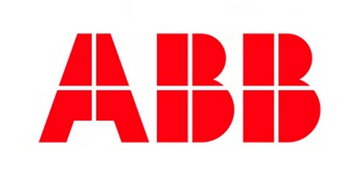 Il logo abb è rosso e bianco su sfondo bianco.