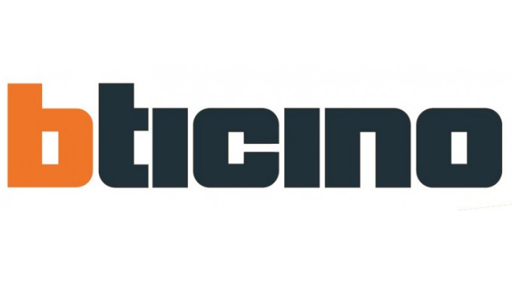 Il logo bticino è nero e arancione su sfondo bianco.