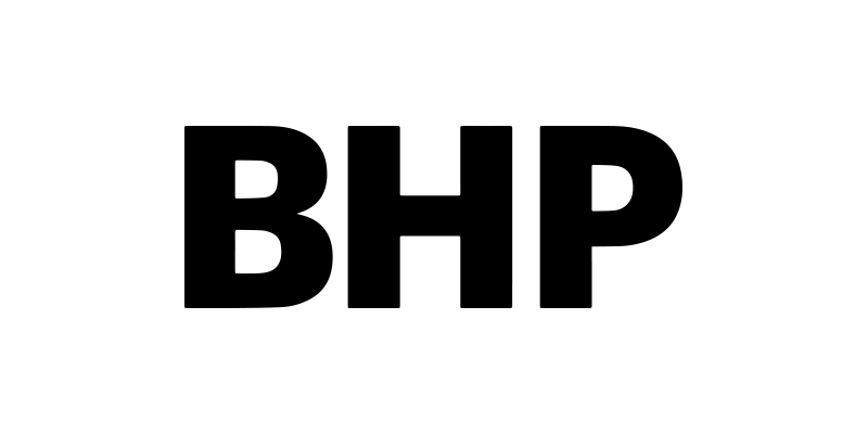 Black BHP logo text on a white background
