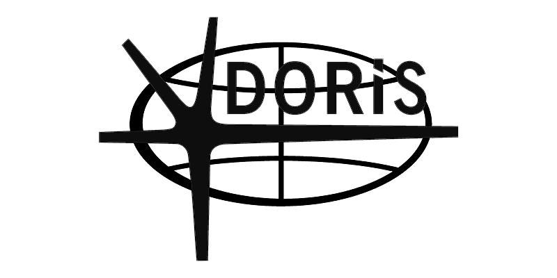Black and white logo with the word “DORIS” over an oval crosshair-like design.