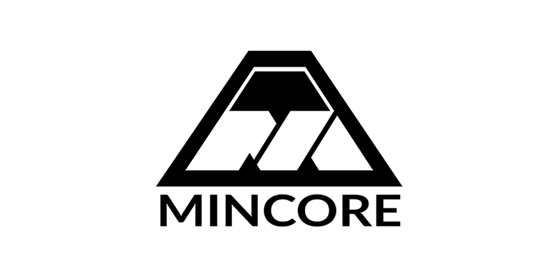 MINCORE logo with a stylized black and gray geometric emblem and wordmark