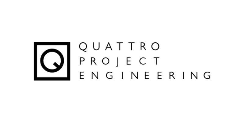 Quattro Project Engineering logo with a black square icon and gray text on a white background