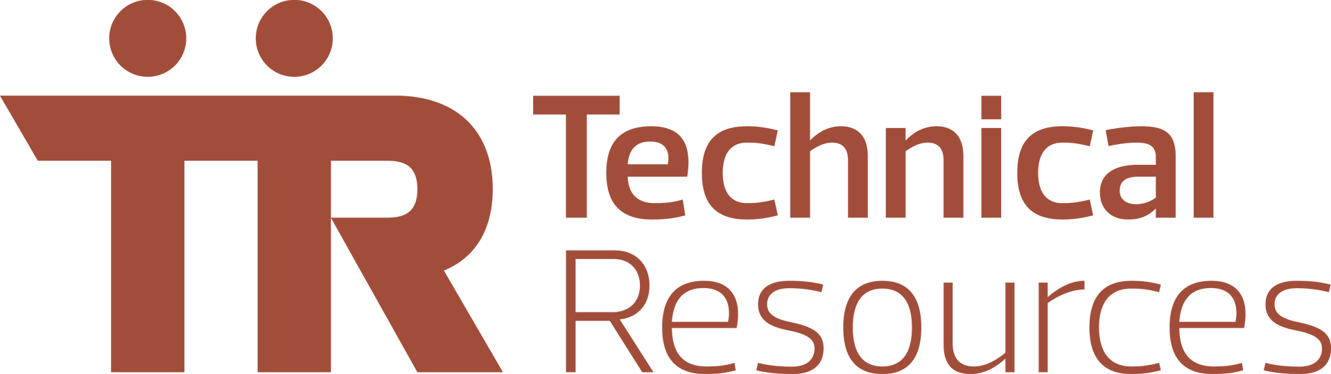 Technical Resources logo with brown “TR” initials and company name in brown text on a white background