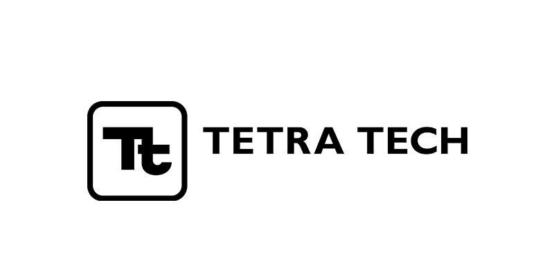 Tetra Tech logo: black wordmark with rounded-square icon and stylized 