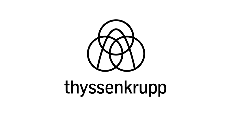 Thyssenkrupp logo in black with interlocking circular lines