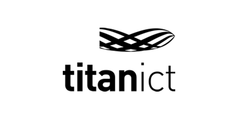 Black-and-white Titanic logo with the word “titanict” below a stylized ship graphic