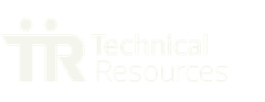 Faded “TR Technical Resources” logo in light gray on a white background