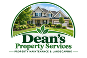 Dean’s Property Services logo with a house, green lawn, and the text “Property Maintenance & Landscaping”