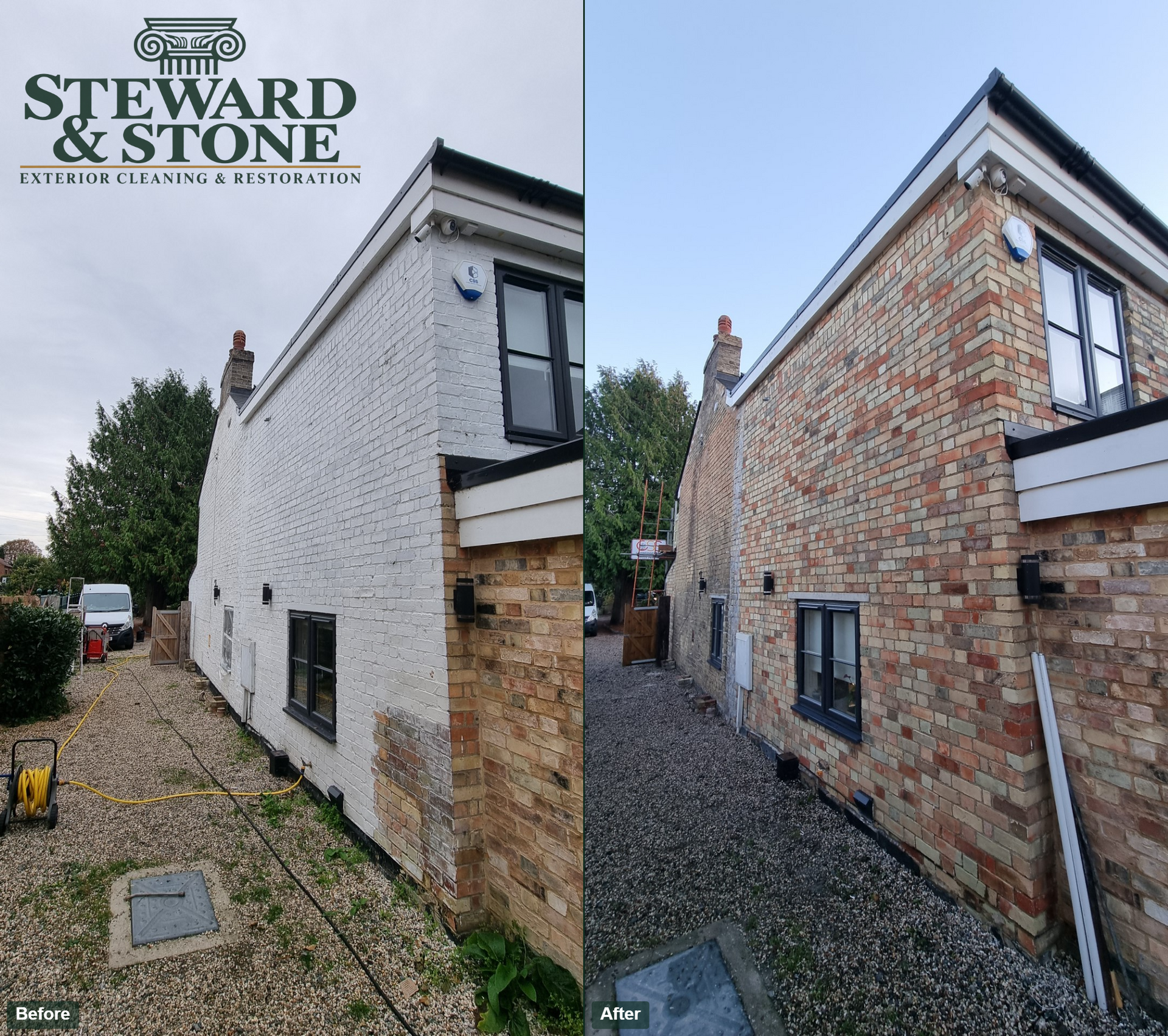 Before and after paint removal from end terrace mid 1800s