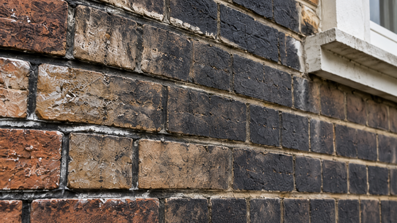 pollution carbon stained brickwork