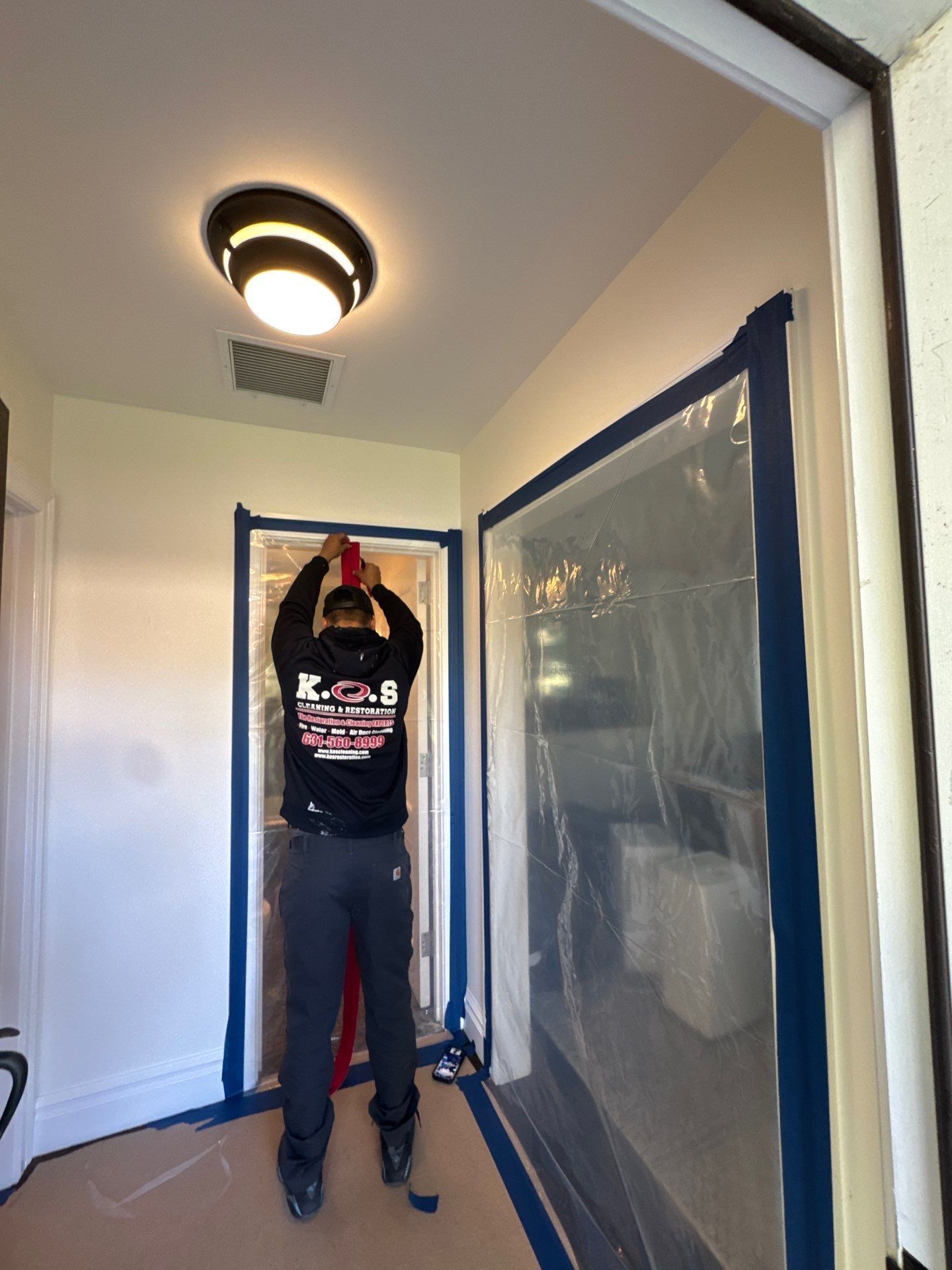 mold remediation containment at a home on Long Island