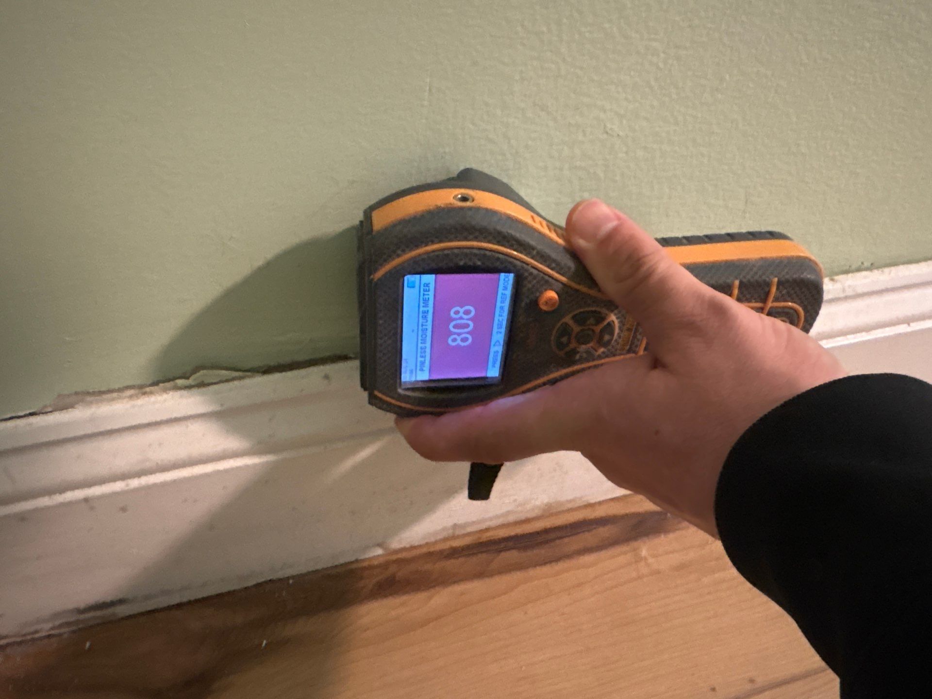 moisture reading after flooding at a home in Stony Brook NY