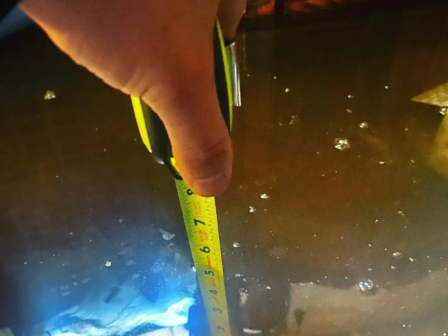 Water being professionally removed from a flooded Long Island basement during spring storm cleanup