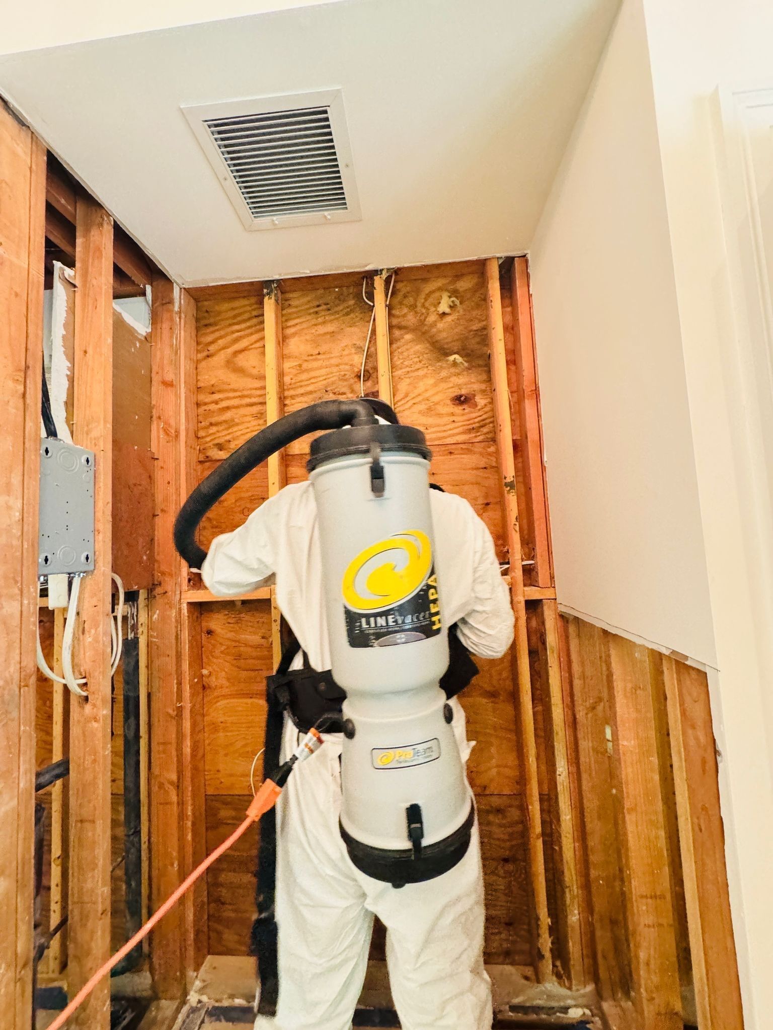 HEPA IICRC Mold spore vacuuming at a home on Long Island.