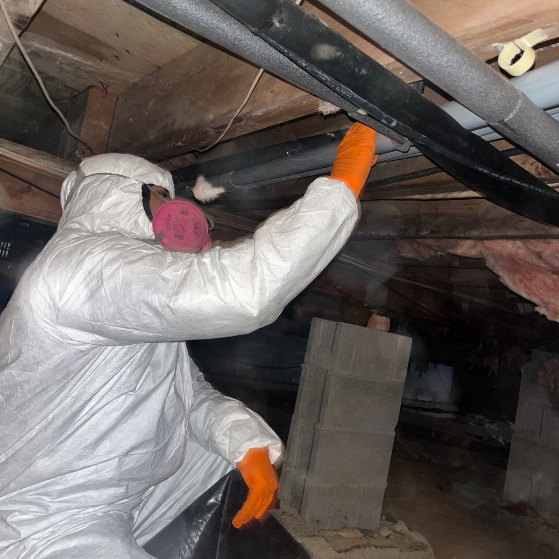 asbestos removal  in a basement on Long Island. 