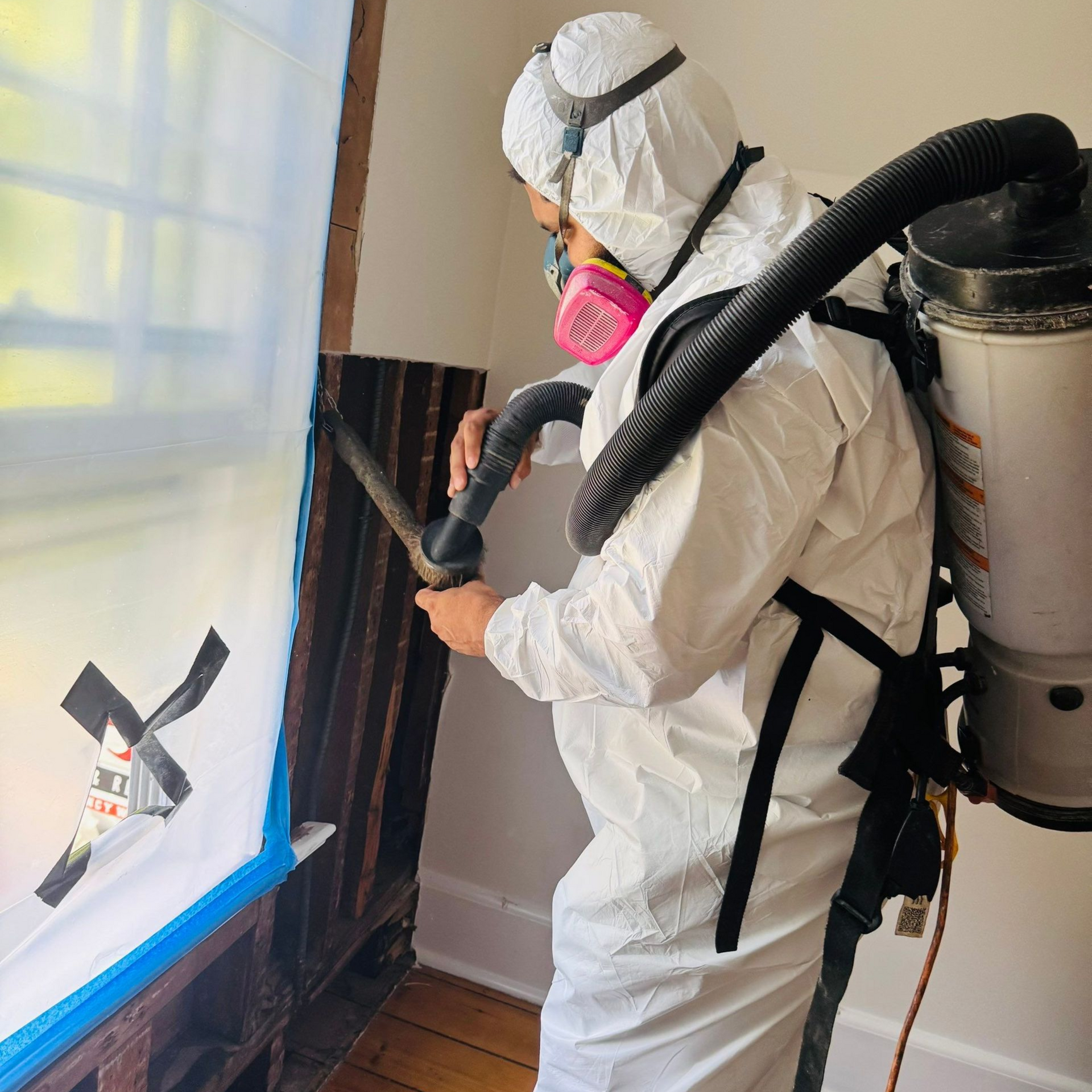IICRC mold remediation with HEPA vacuuming at a home on Long Island. 