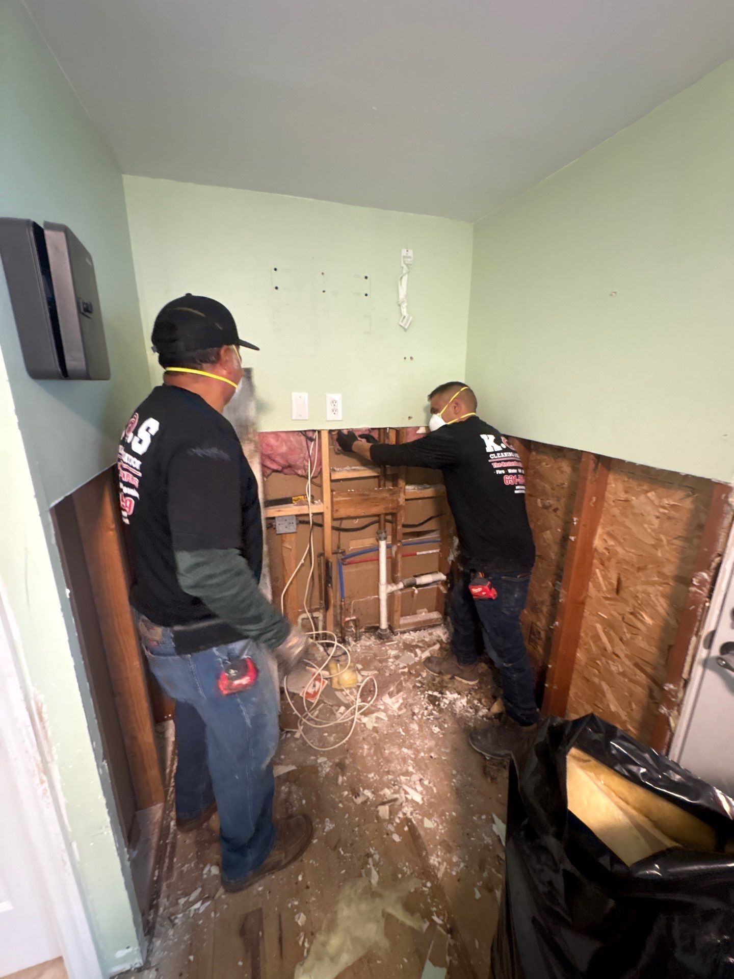 Removing water damaged building materials at a home in Stony Brook NY