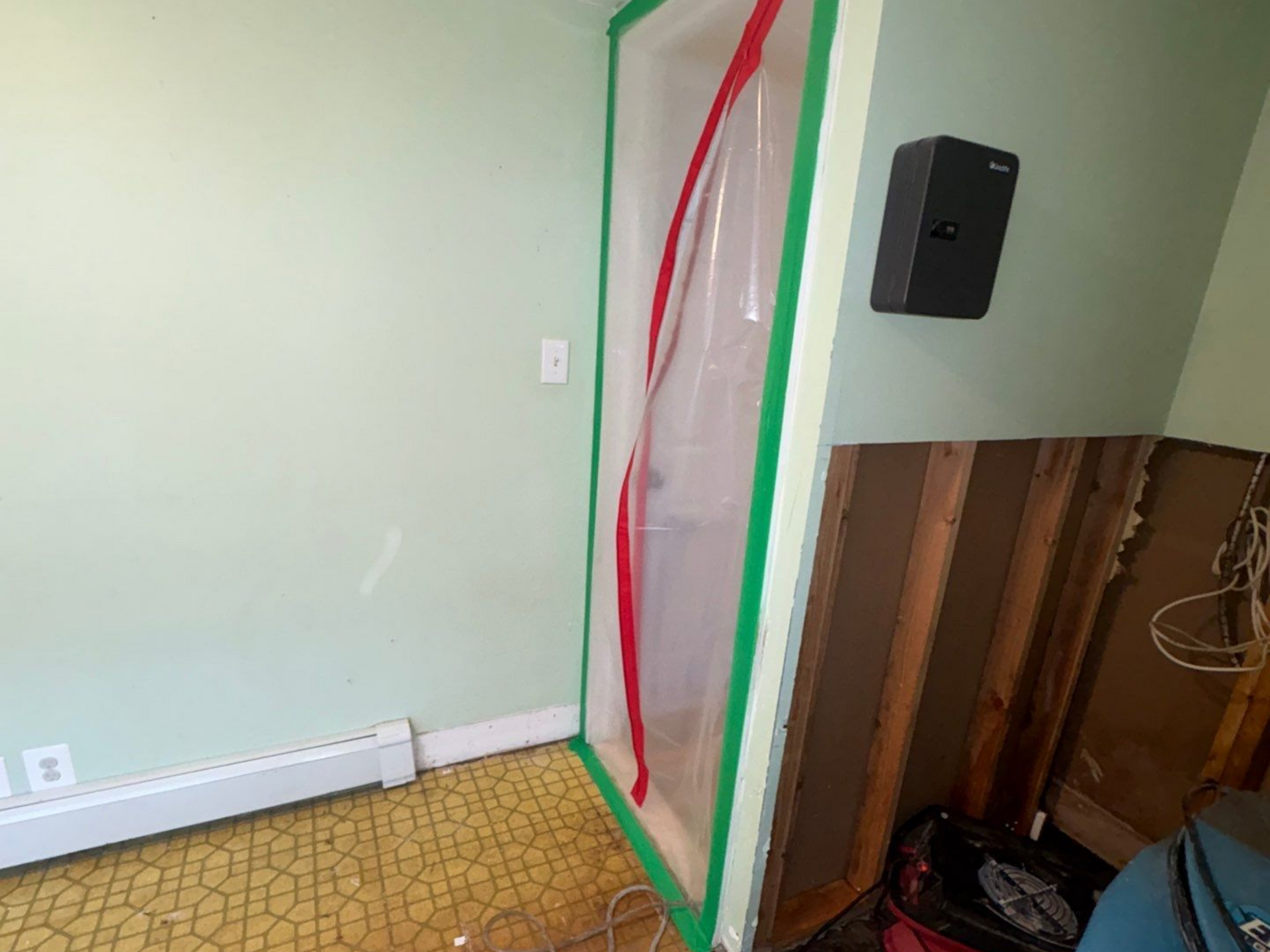 Containment area setup at a home in Stony Brook NY
