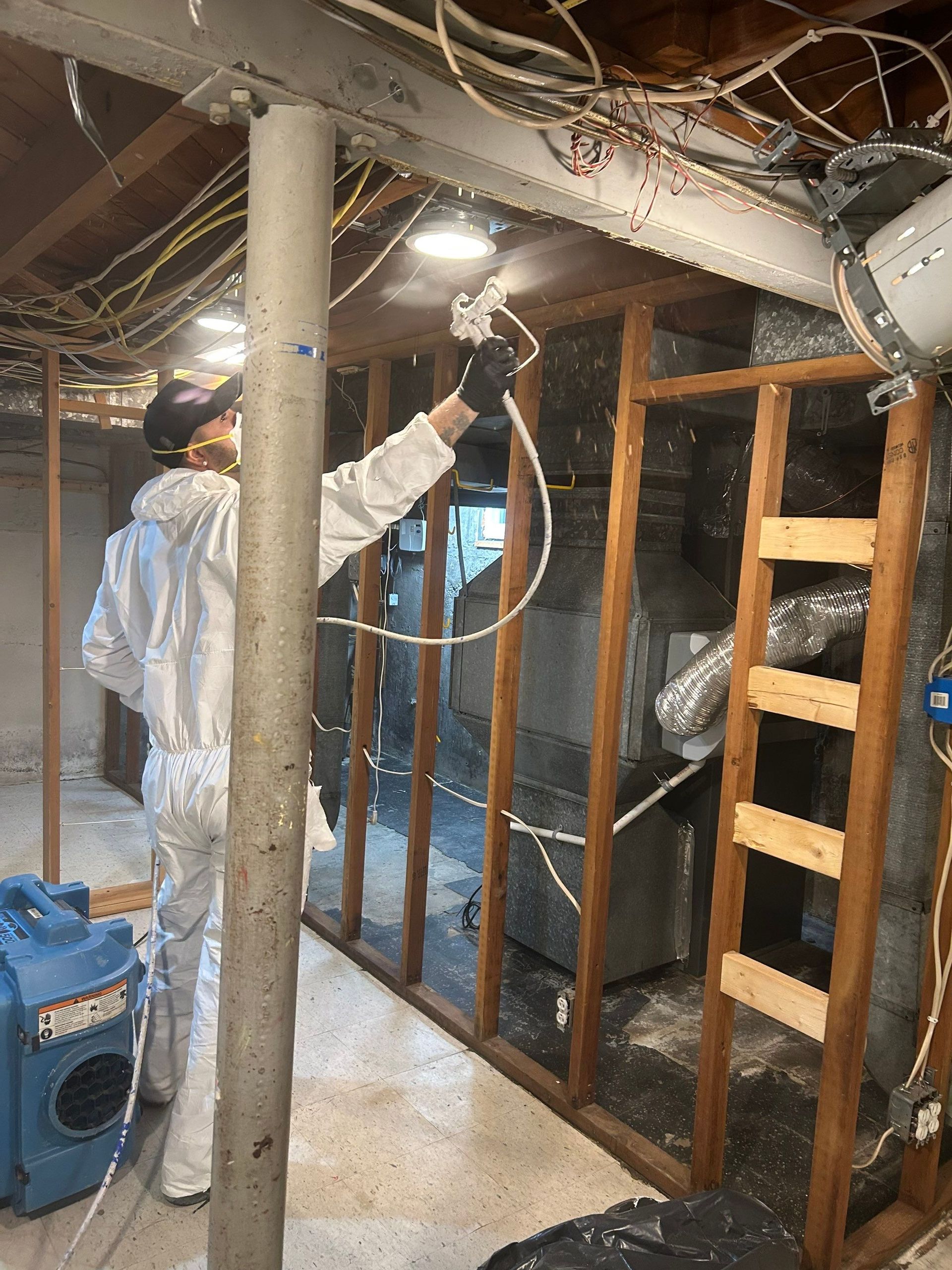 applying mold encapsulation in a basement in Greenlawn New York