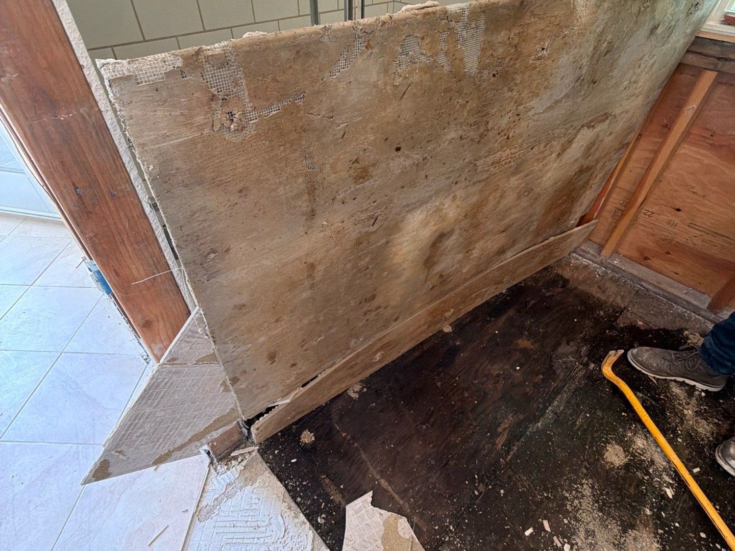 water damaged tile flooring
