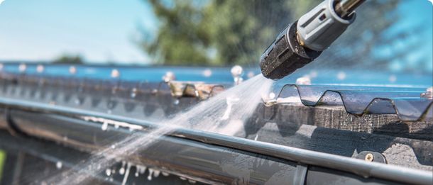 Gutter being cleaned 