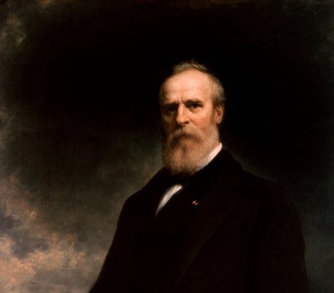 A man with a beard is wearing a suit and tie in a painting.