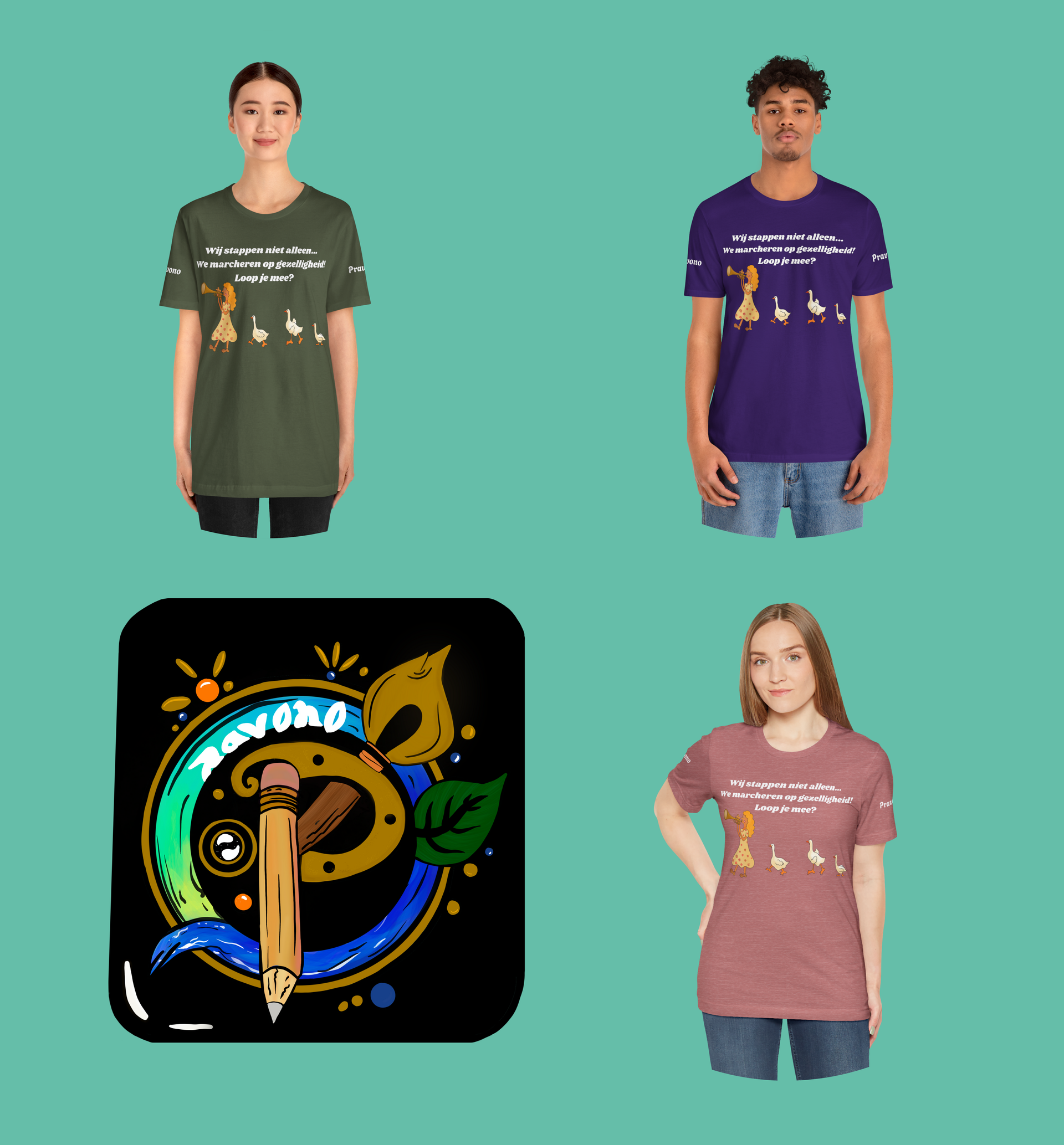 Unisex motiverend wandel Ganzen-T shirt!