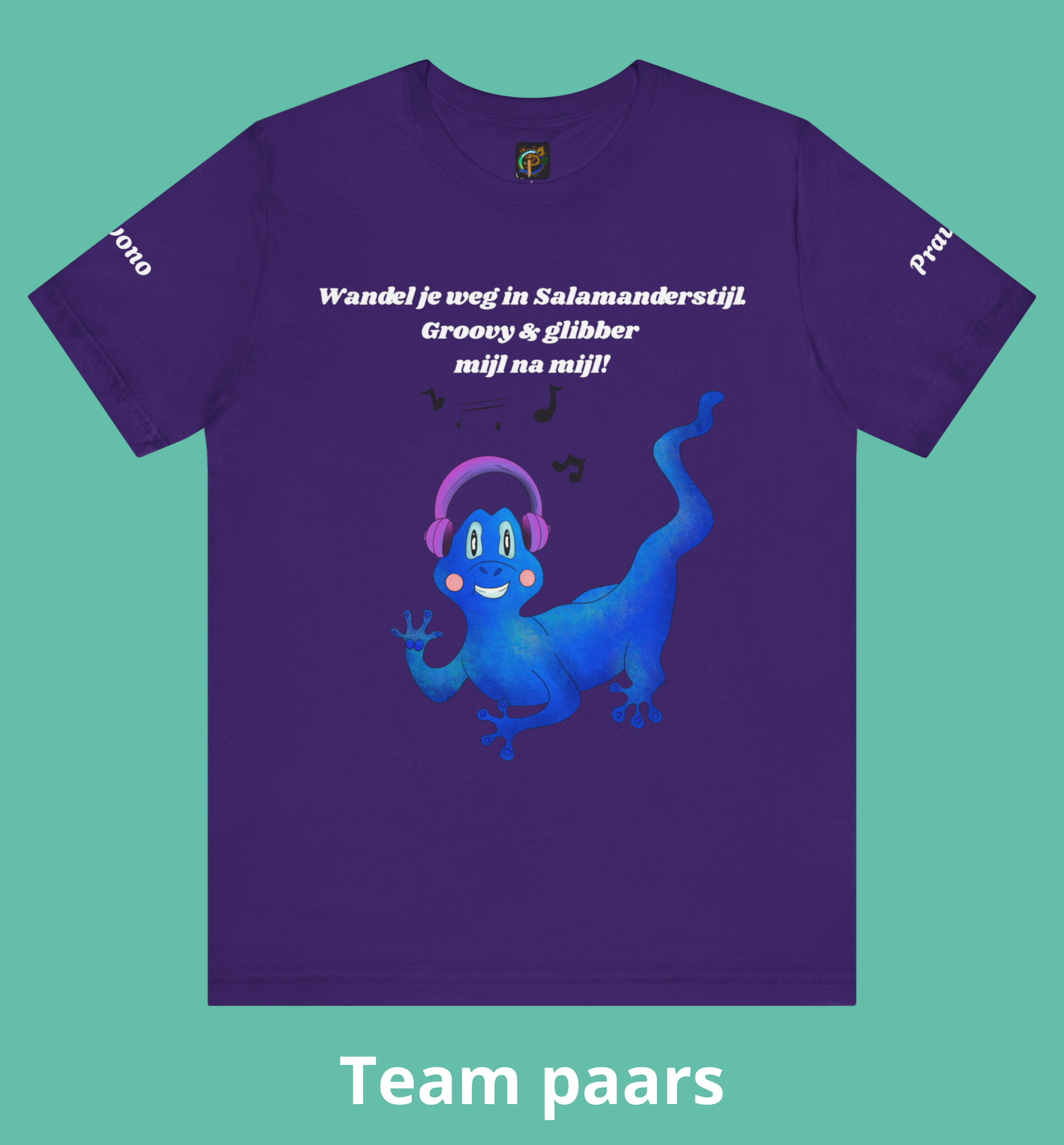 Unisex T-Shirt met Coole Salamander die Muziek Luistert – Comfortabel Graphic Tee Kleur